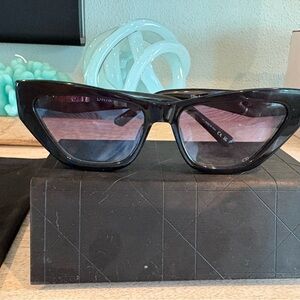 Authentic Christian Dior Black Cat Eye Sunglasses with Gold Logo